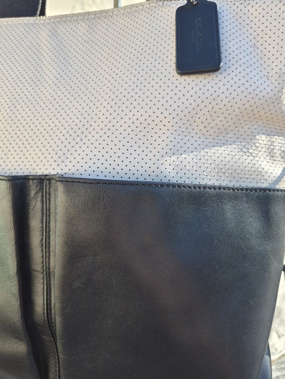 Coach Charles Perforated Leather Fold-Over Tote Bag - Picture 3 of 10